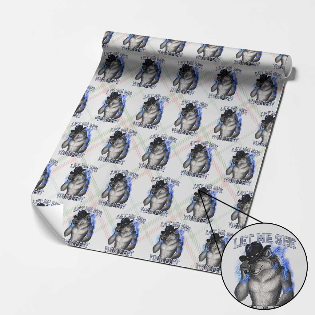 Funny Alpha Wolf Ironic Meme Wrapping Paper Roll Let Me See Your Feet
