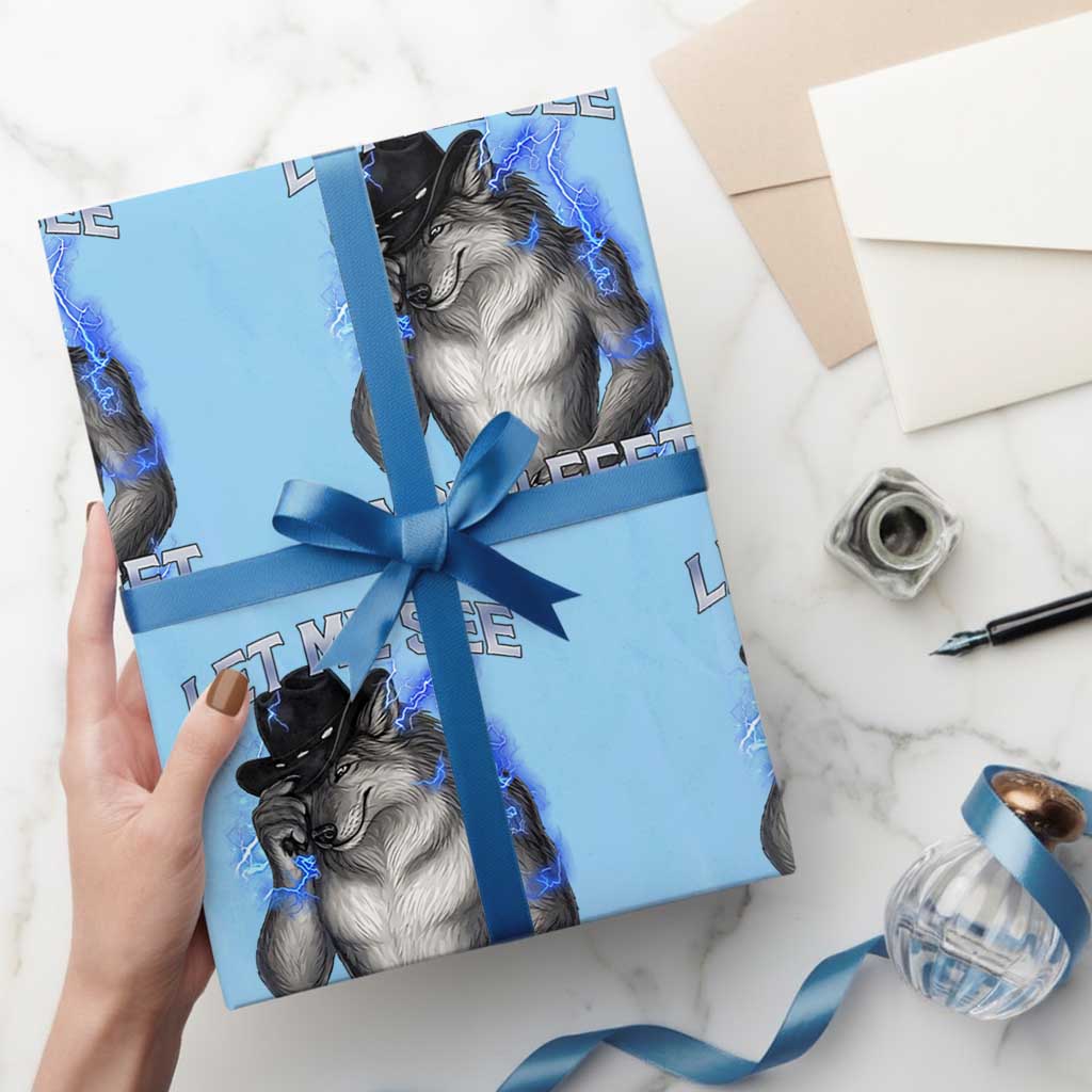 Funny Alpha Wolf Ironic Meme Wrapping Paper Roll Let Me See Your Feet