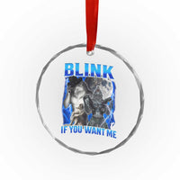Funny Alpha Wolf Meme Crystal Glass Ornament Blink If You Want Me Bootleg Cringe Humor - Wonder Print Shop