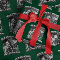 Funny Alpha Wolf Meme Wrapping Paper Roll Hide Your Wife The Alpha Is Here Humorous Cringe