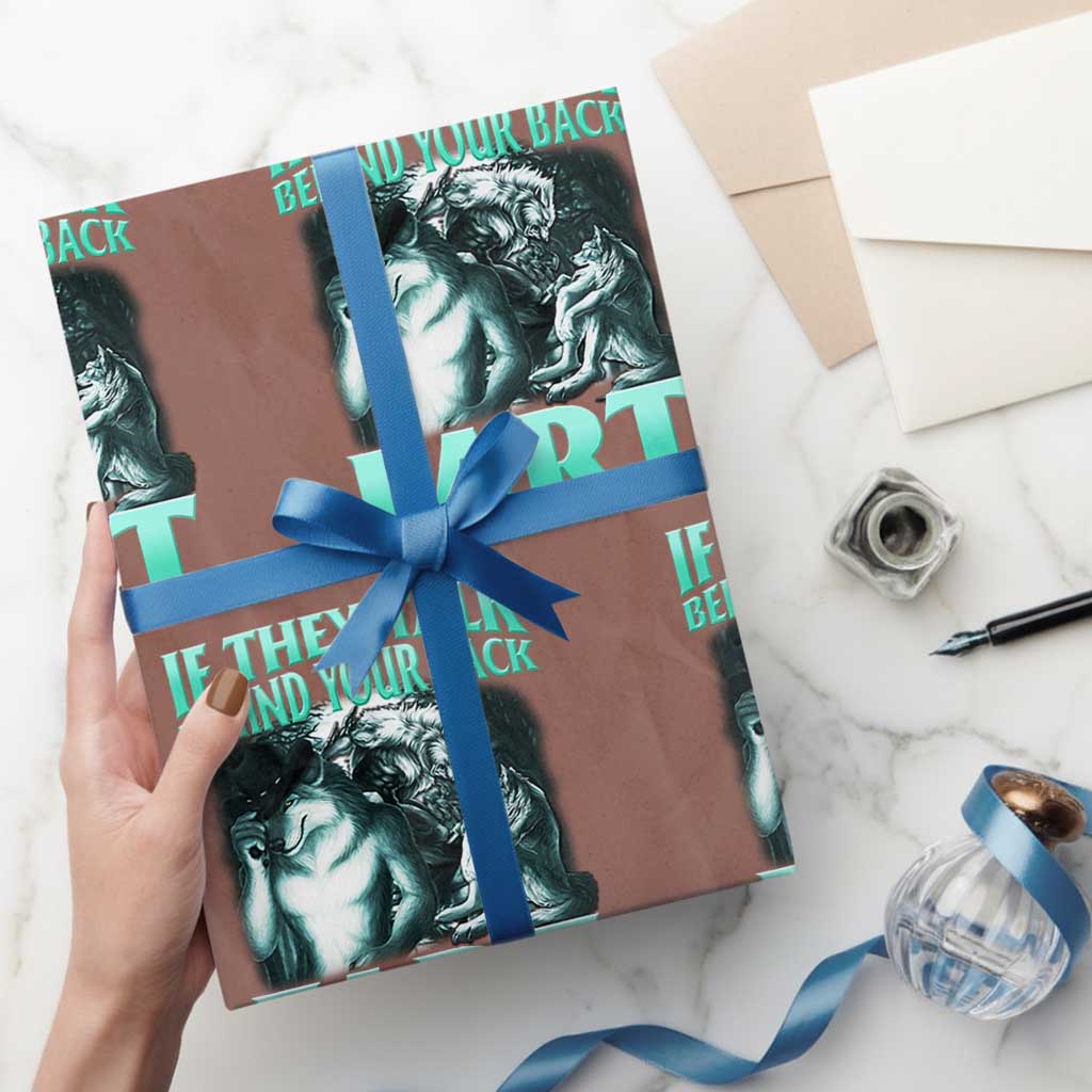 Funny Alpha Wolf Meme Wrapping Paper Roll If They Talk Behind Your Back Fart Humorous Cringe
