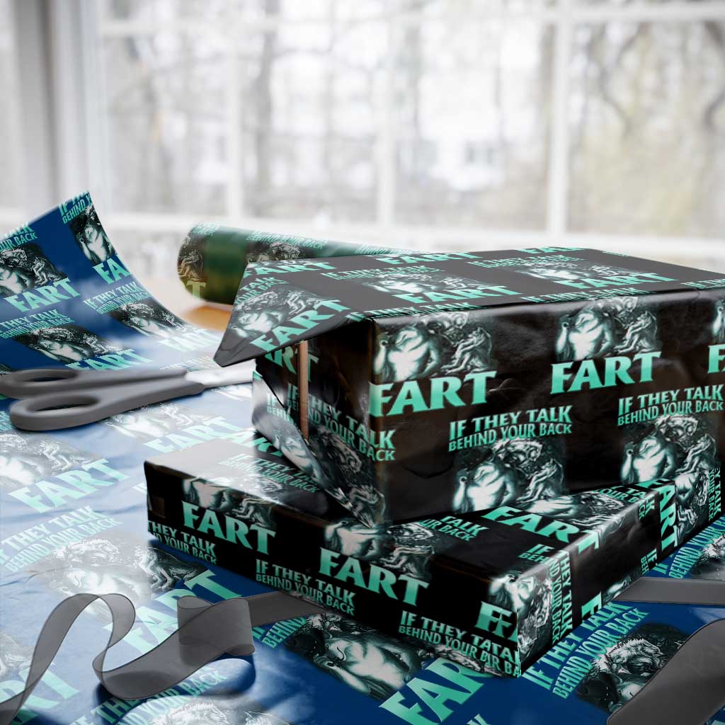 Funny Alpha Wolf Meme Wrapping Paper Roll If They Talk Behind Your Back Fart Humorous Cringe