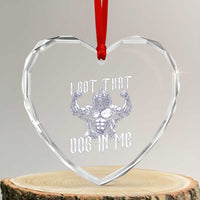 Funny Alpha Wolf Meme Heart Crystal Glass Ornament I Got That Dog In Me