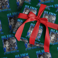 Funny Alpha Wolf Meme Wrapping Paper Roll Blink If You Want Me Bootleg Cringe Humor - Wonder Print Shop