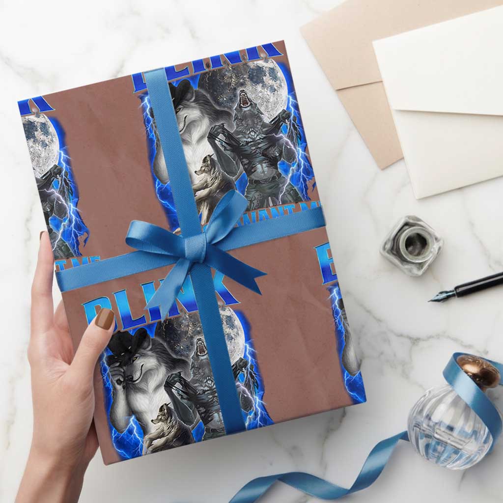 Funny Alpha Wolf Meme Wrapping Paper Roll Blink If You Want Me Bootleg Cringe Humor - Wonder Print Shop