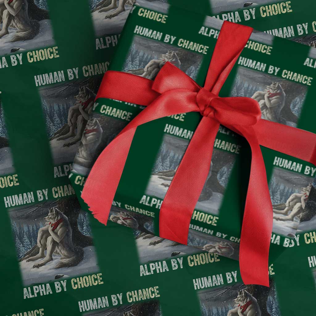 Funny Alpha Wolf Xmas Meme Wrapping Paper Roll Human By Chance Alpha By Choice - Wonder Print Shop