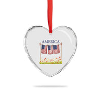 Funny America God Shed His Grace On Thee Heart Crystal Glass Ornament 4th Of July Christian American Flag - Wonder Print Shop