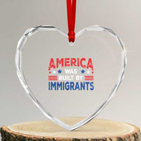 Funny America Was Built By Immigrants Heart Crystal Glass Ornament Stars Stripes - Wonder Print Shop