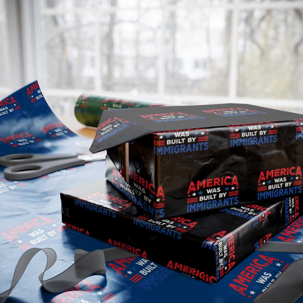 Funny America Was Built By Immigrants Wrapping Paper Roll Stars Stripes - Wonder Print Shop