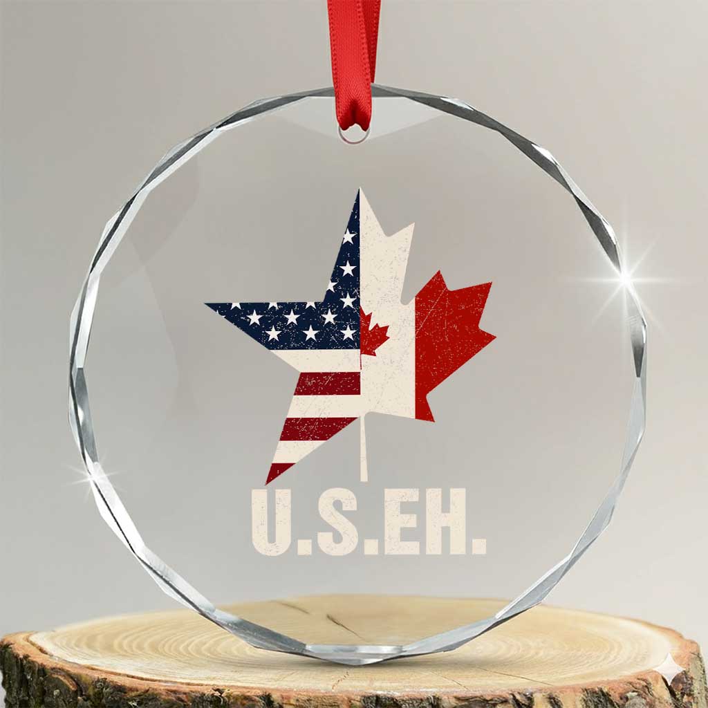 Funny American Canadan Crystal Glass Ornament US EH Canada Maple Leaf America Star Flag TS02
