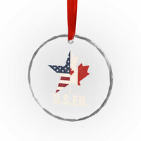 Funny American Canadan Crystal Glass Ornament US EH Canada Maple Leaf America Star Flag TS02