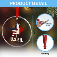 Funny American Canadan Crystal Glass Ornament US EH Canada Maple Leaf America Star Flag TS02