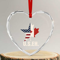 Funny American Canadan Heart Crystal Glass Ornament US EH Canada Maple Leaf America Star Flag - Wonder Print Shop