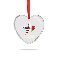 Funny American Canadan Heart Crystal Glass Ornament US EH Canada Maple Leaf America Star Flag - Wonder Print Shop