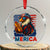 Funny American Eagle Eating Hot Dog Crystal Glass Ornament 4th Of July Party Patriotic USA Flag - Wonder Print Shop