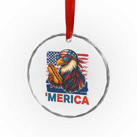 Funny American Eagle Eating Hot Dog Crystal Glass Ornament 4th Of July Party Patriotic USA Flag TS02