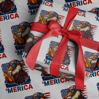 Funny American Eagle Eating Hot Dog Wrapping Paper Roll 4th Of July Party Patriotic USA Flag - Wonder Print Shop