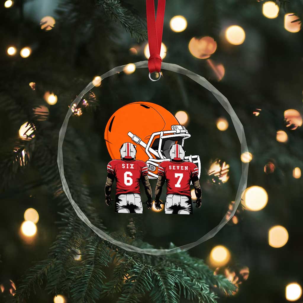 Funny American Football Crystal Glass Ornament Six Seven Meme - Wonder Print Shop