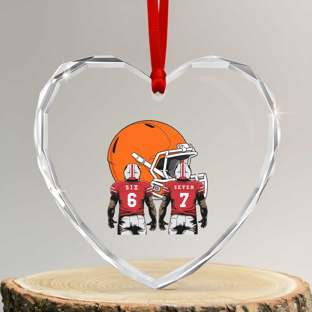 Funny American Football Heart Crystal Glass Ornament Six Seven Meme - Wonder Print Shop