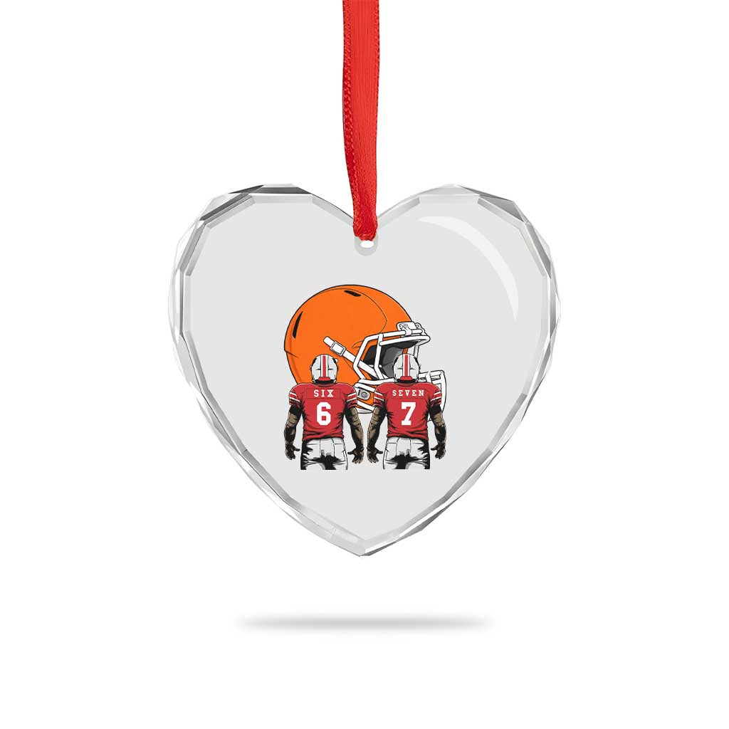 Funny American Football Heart Crystal Glass Ornament Six Seven Meme - Wonder Print Shop