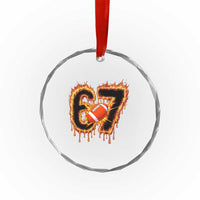 Funny American Football Six Seven Crystal Glass Ornament Fire Drip 67 Meme - Wonder Print Shop