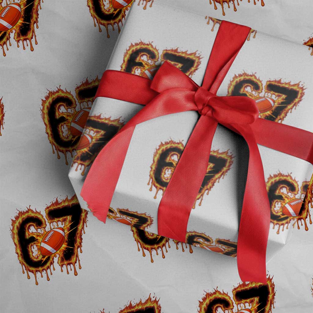 Funny American Football Six Seven Wrapping Paper Roll Fire Drip 67 Meme - Wonder Print Shop