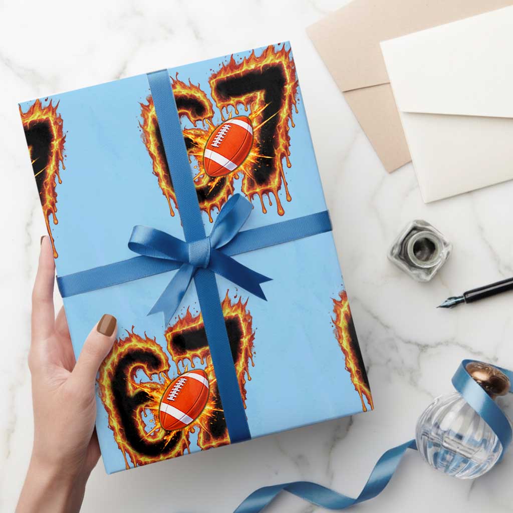 Funny American Football Six Seven Wrapping Paper Roll Fire Drip 67 Meme - Wonder Print Shop