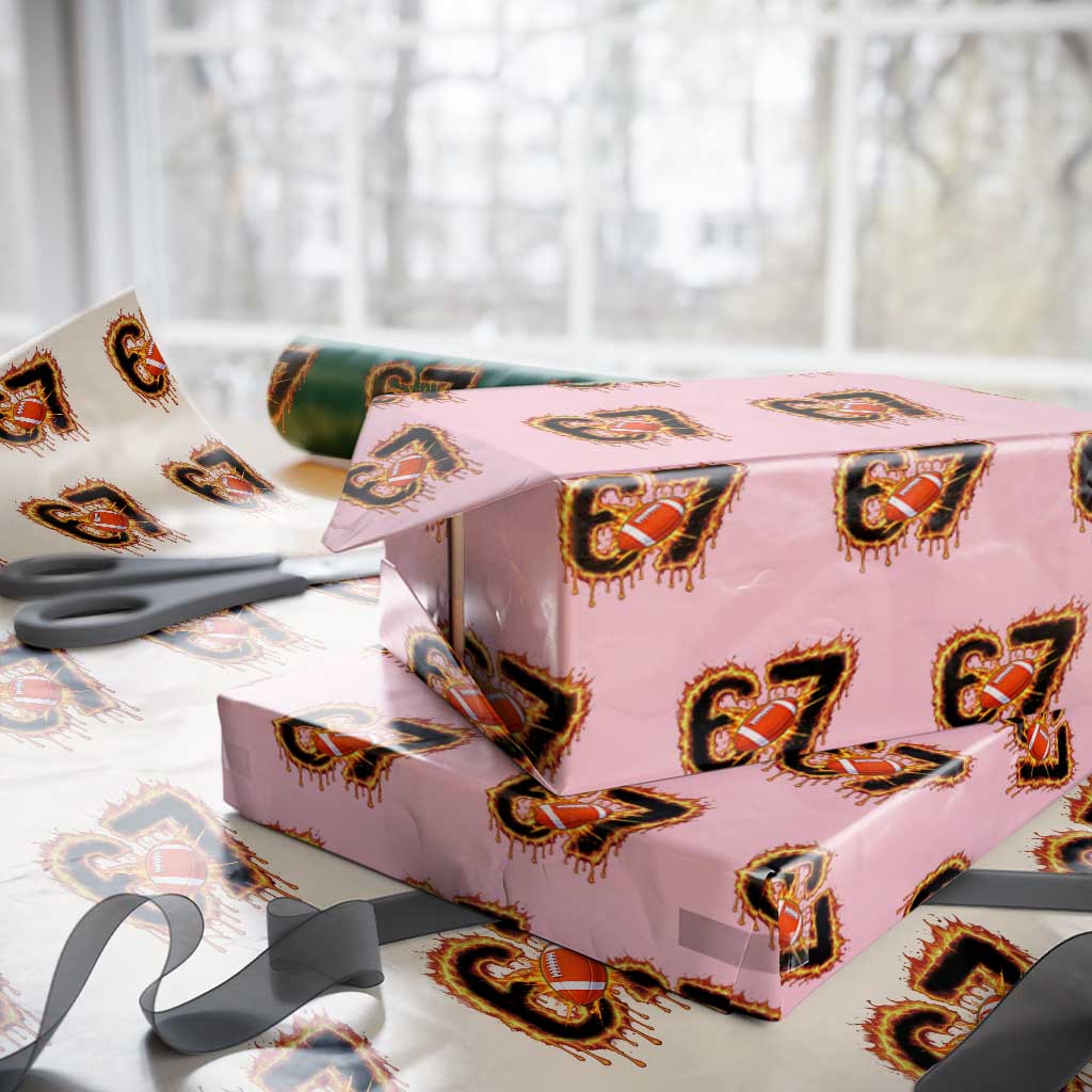 Funny American Football Six Seven Wrapping Paper Roll Fire Drip 67 Meme - Wonder Print Shop