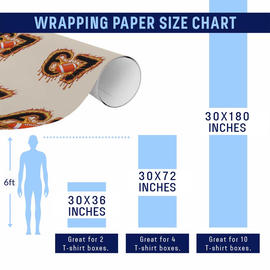 Funny American Football Six Seven Wrapping Paper Roll Fire Drip 67 Meme - Wonder Print Shop
