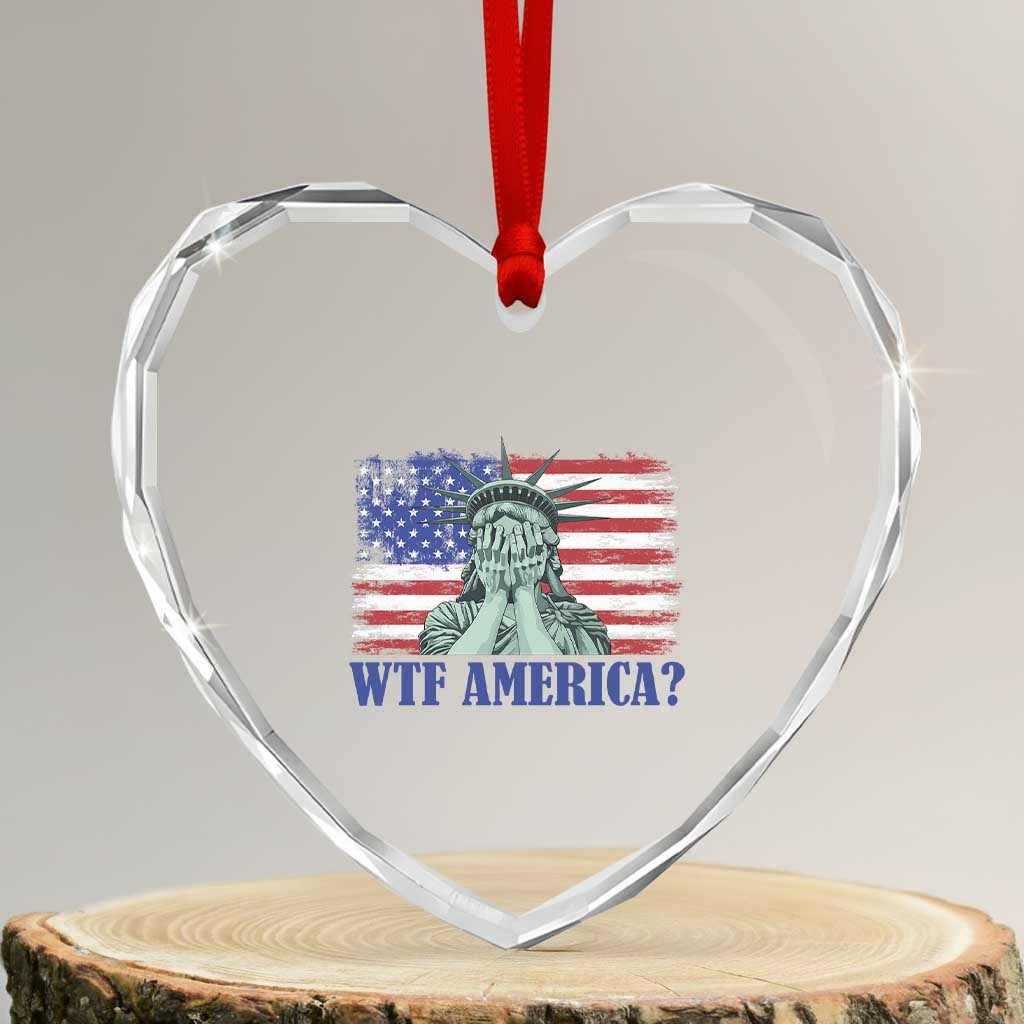 Funny American Heart Crystal Glass Ornament Statue of Liberty WTF USA Freedom Satire - Wonder Print Shop