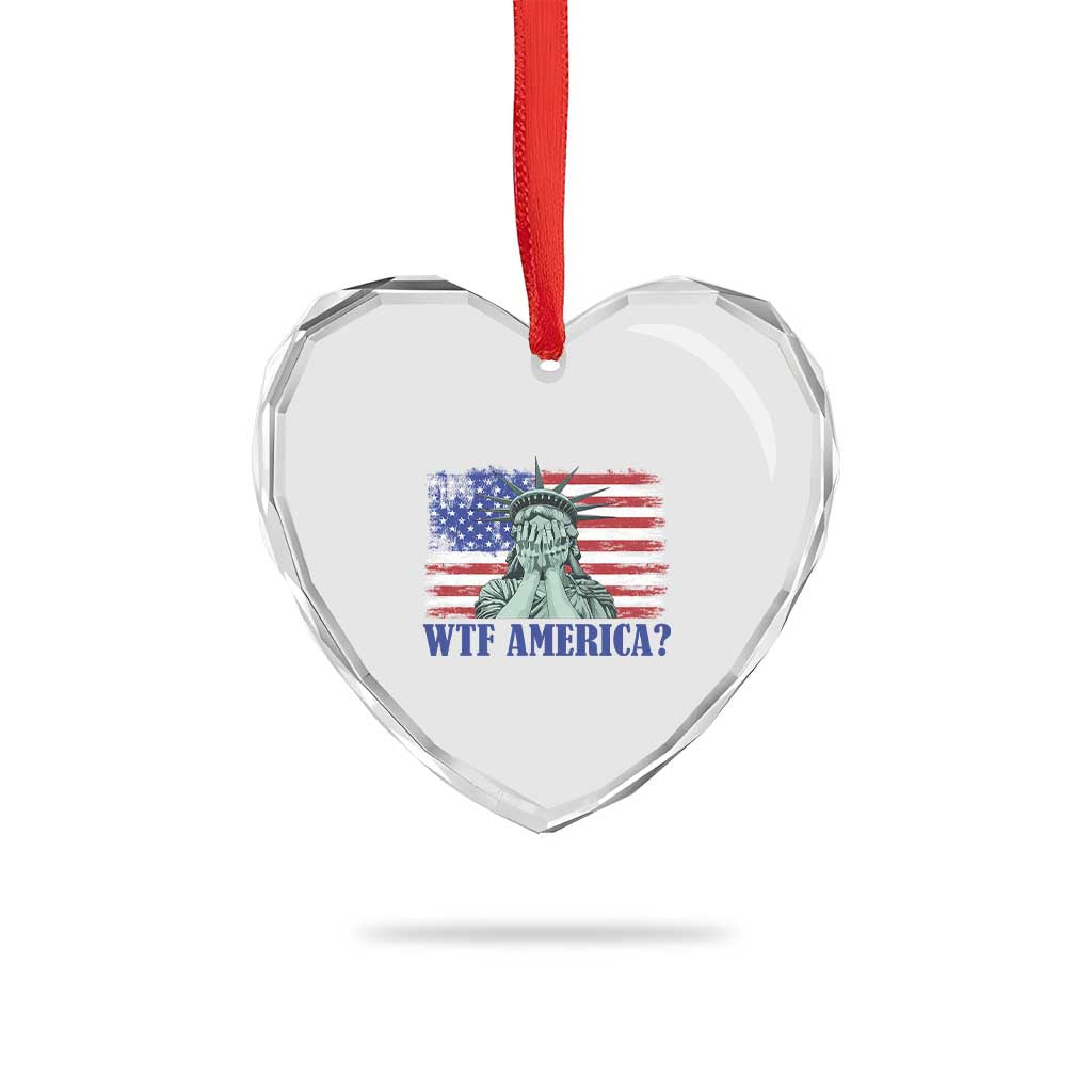 Funny American Heart Crystal Glass Ornament Statue of Liberty WTF USA Freedom Satire - Wonder Print Shop