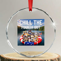 Funny Americana Cat Squad Crystal Glass Ornament Chill The Fourth Out