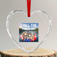 Funny Americana Cat Squad Heart Crystal Glass Ornament Chill The Fourth Out