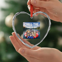 Funny Americana Cat Squad Heart Crystal Glass Ornament Chill The Fourth Out