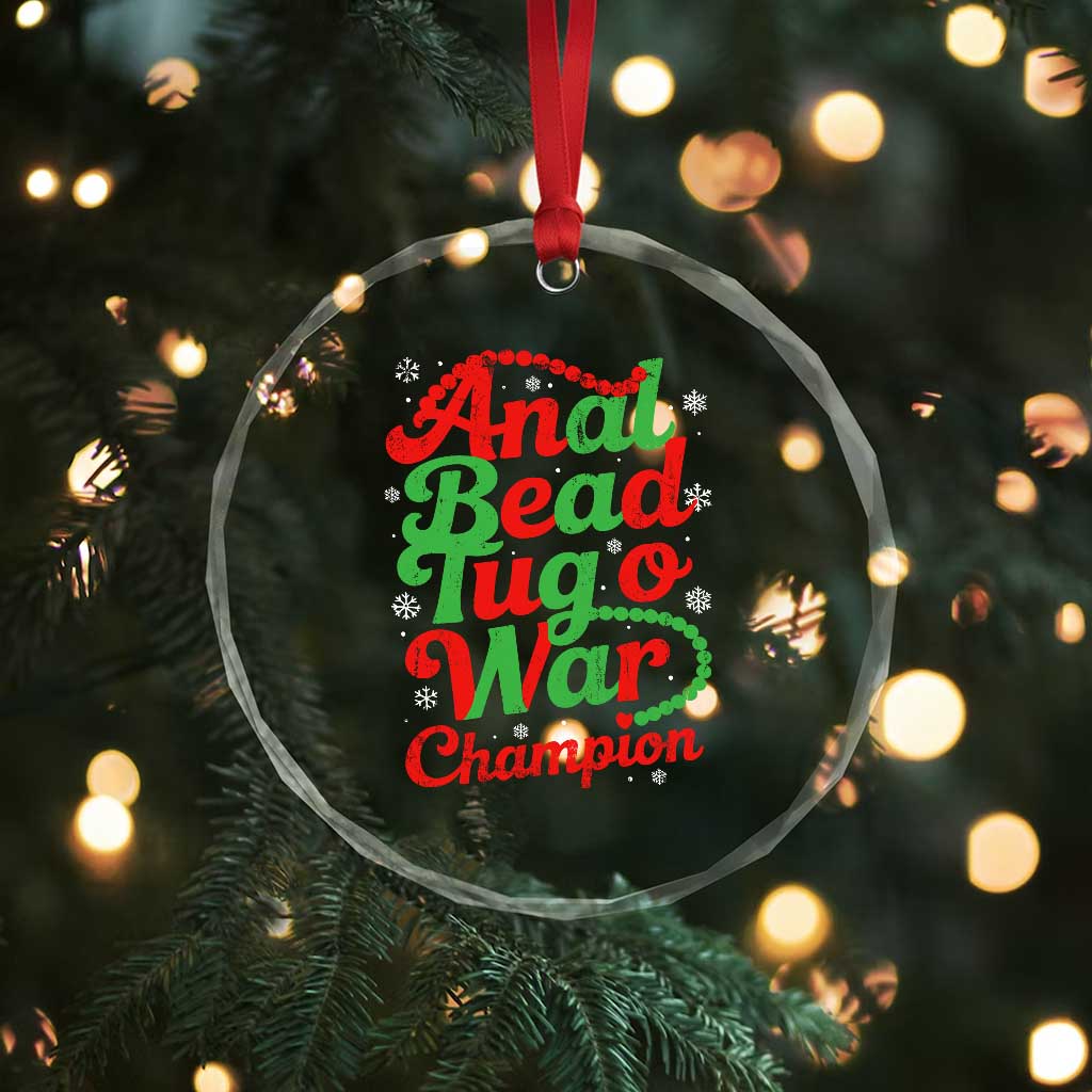 Funny Anal Bead Tug O War Christmas Crystal Glass Ornament Inappropriate Adult Humor Weird Cringe - Wonder Print Shop