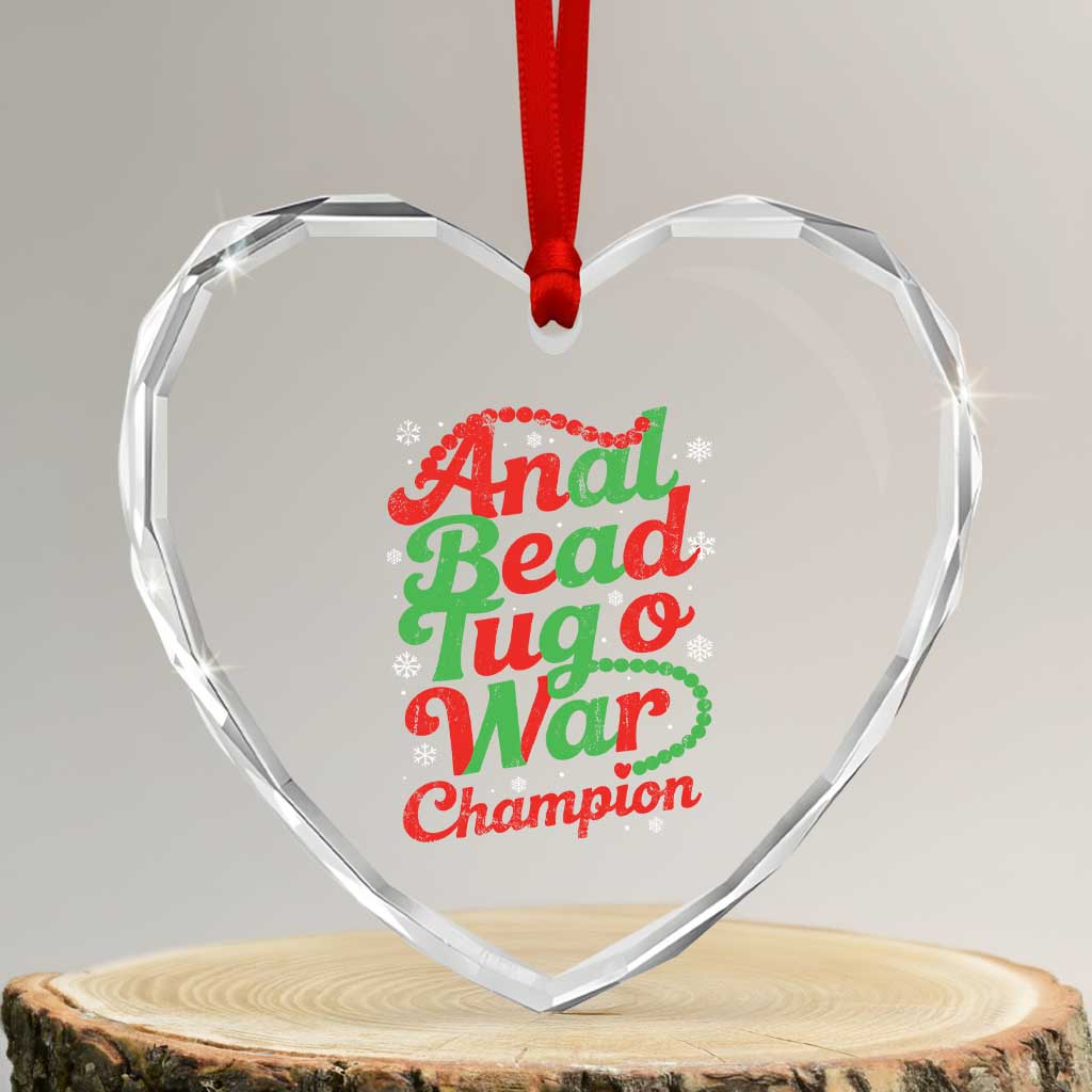 Funny Anal Bead Tug O War Christmas Heart Crystal Glass Ornament Inappropriate Adult Humor Weird Cringe - Wonder Print Shop
