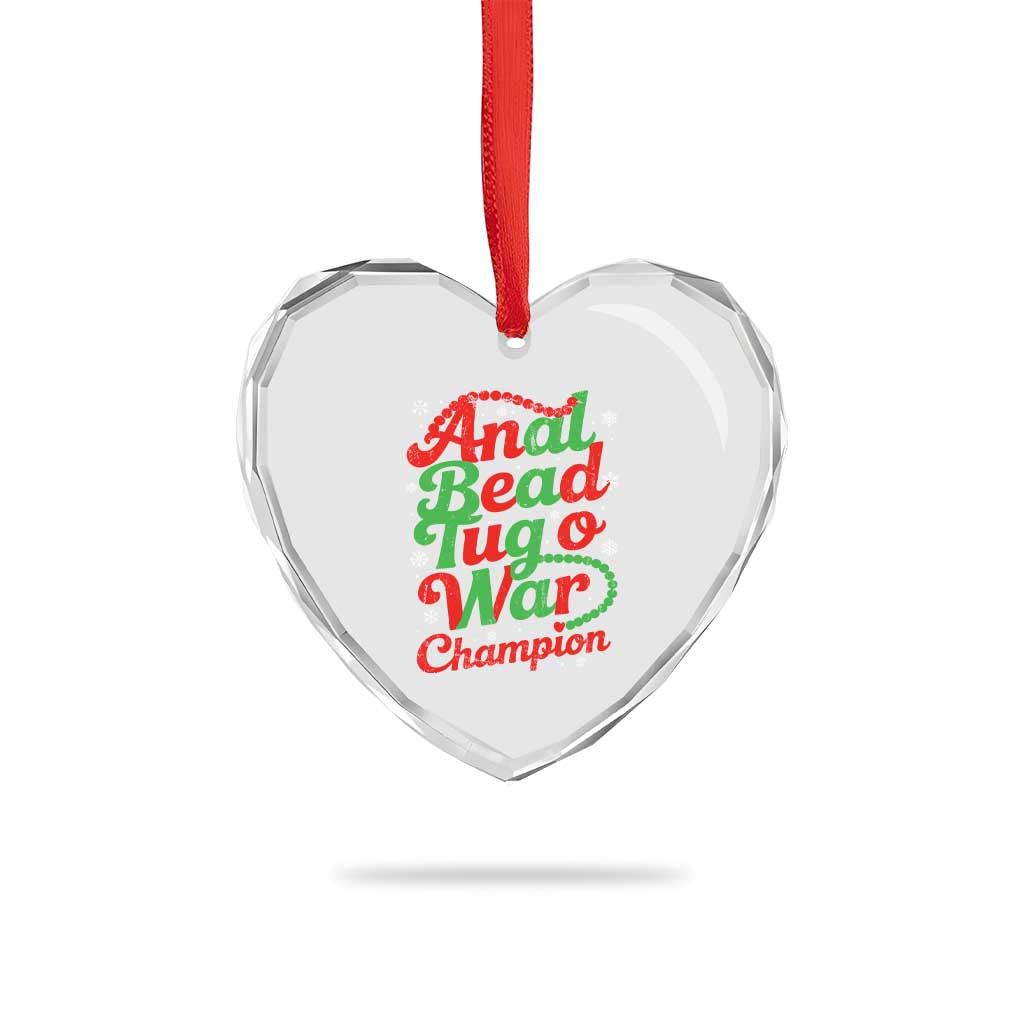Funny Anal Bead Tug O War Christmas Heart Crystal Glass Ornament Inappropriate Adult Humor Weird Cringe - Wonder Print Shop