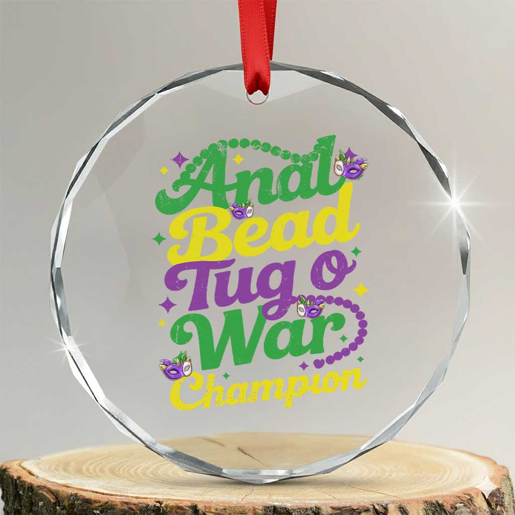 Funny Anal Bead Tug O War Mardi Gras Crystal Glass Ornament Fat Tuesday Carnival Adult Humor