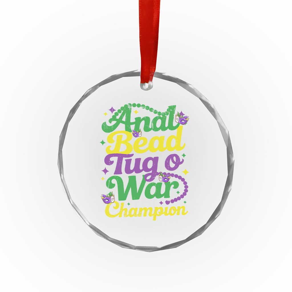 Funny Anal Bead Tug O War Mardi Gras Crystal Glass Ornament Fat Tuesday Carnival Adult Humor
