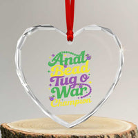 Funny Anal Bead Tug O War Mardi Gras Heart Crystal Glass Ornament Fat Tuesday Carnival Adult Humor