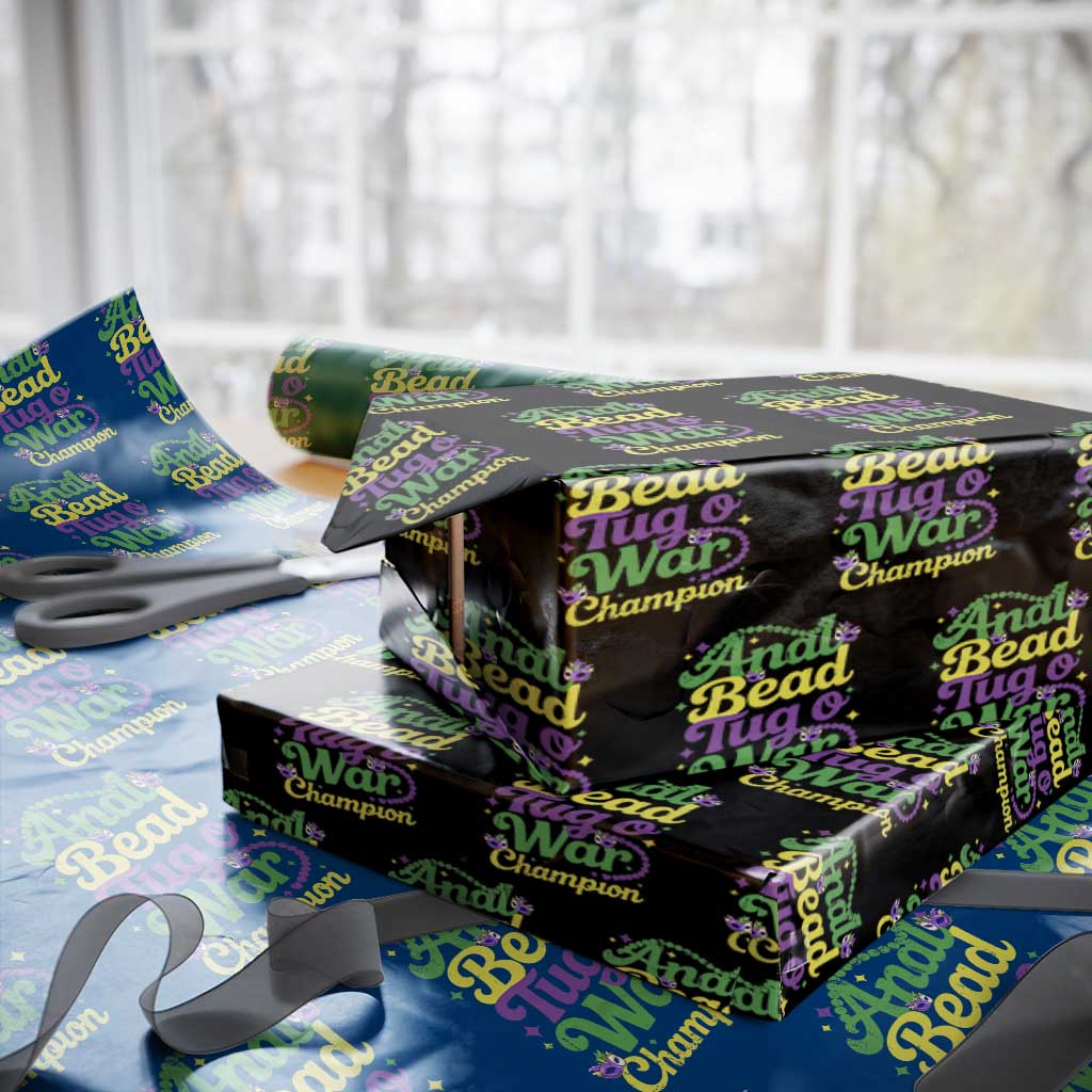 Funny Anal Bead Tug O War Mardi Gras Wrapping Paper Roll Fat Tuesday Carnival Adult Humor