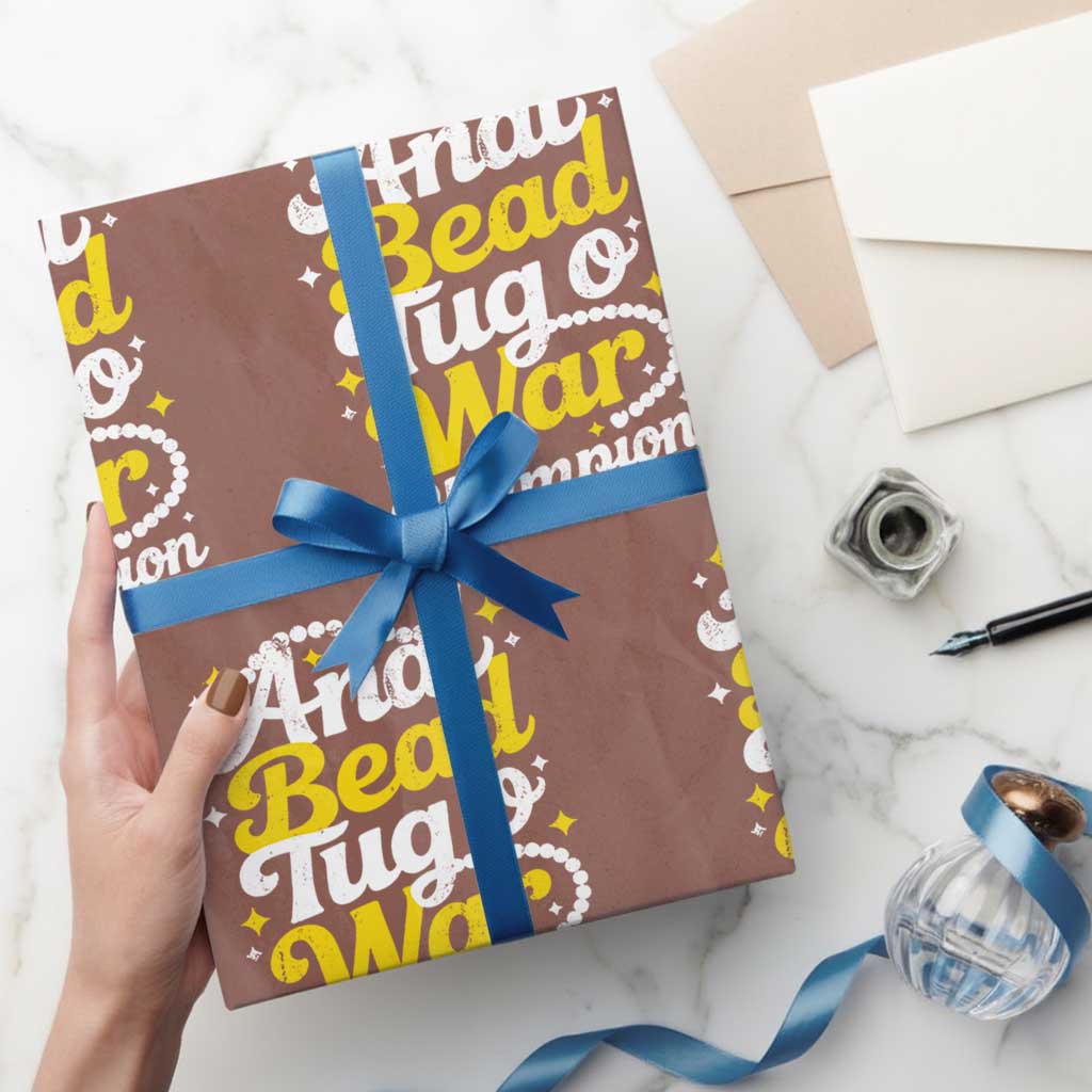 Funny Anal Bead Tug O War Wrapping Paper Roll Inappropriate Adult Humor Weird Cringe - Wonder Print Shop