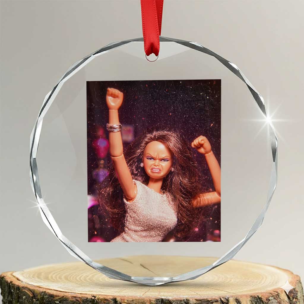 Funny Angry Doll Face Meme Graphic Crystal Glass Ornament Unhinged Baby Stankface Reaction