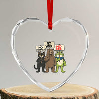 Funny Animal Protest Heart Crystal Glass Ornament No Kings No Wars No Ice