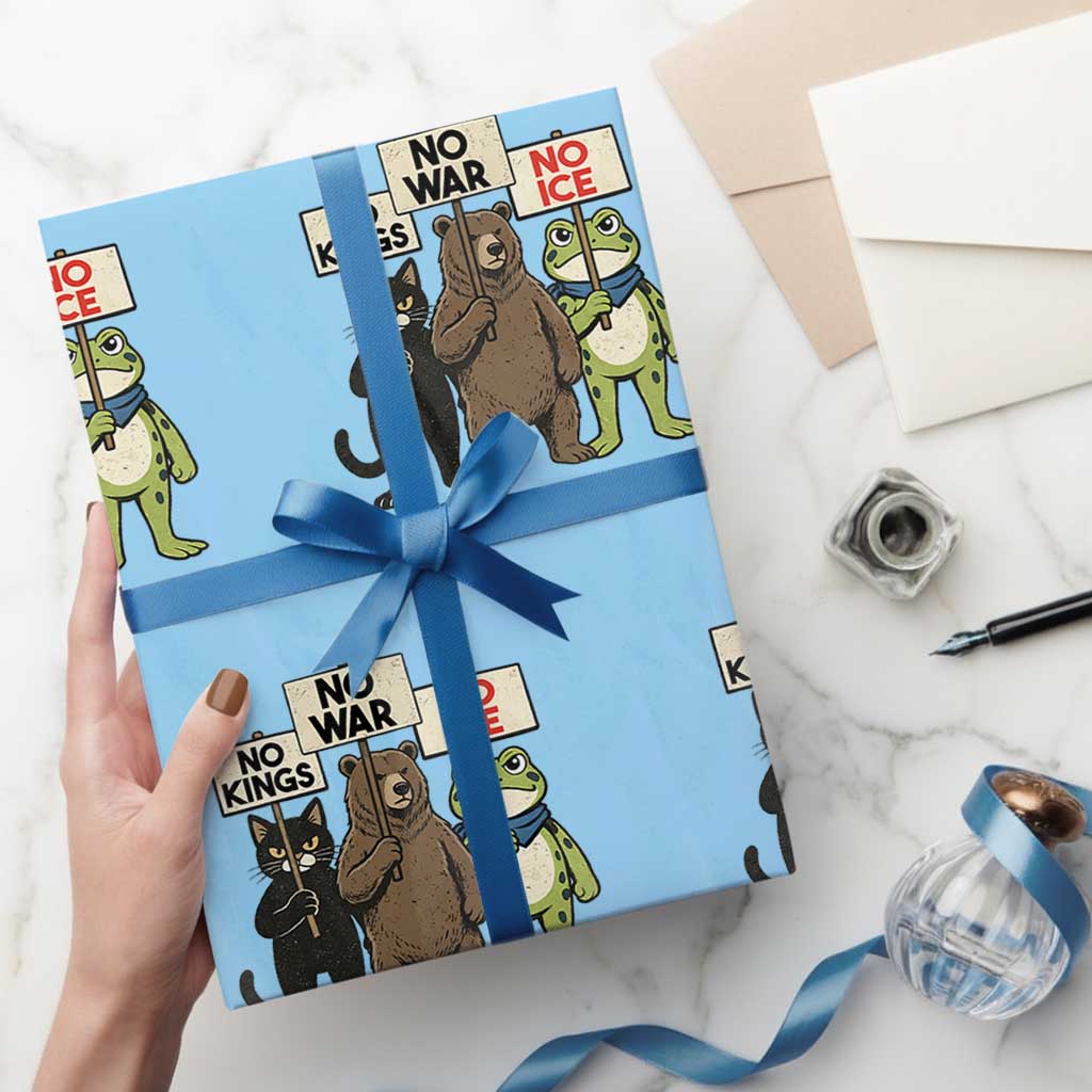 Funny Animal Protest Wrapping Paper Roll No Kings No Wars No Ice