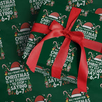 Funny Anti Six Seven Teacher Christmas Wrapping Paper Roll My Students To Stop Saying 67 Santa Hat Candy Canes - Wonder Print Shop