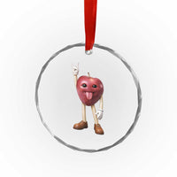 Funny Apple With Face Wapple Meme Crystal Glass Ornament