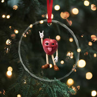 Funny Apple With Face Wapple Meme Crystal Glass Ornament