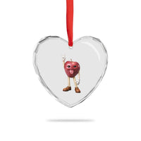 Funny Apple With Face Wapple Meme Heart Crystal Glass Ornament