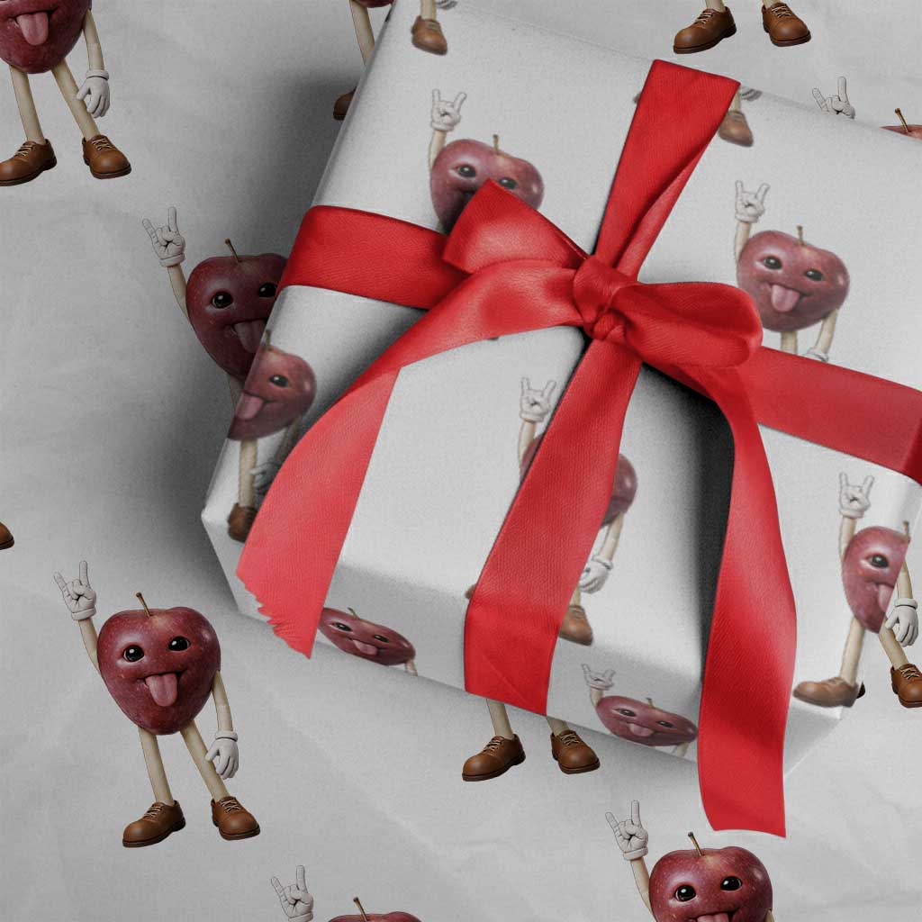 Funny Apple With Face Wapple Meme Wrapping Paper Roll
